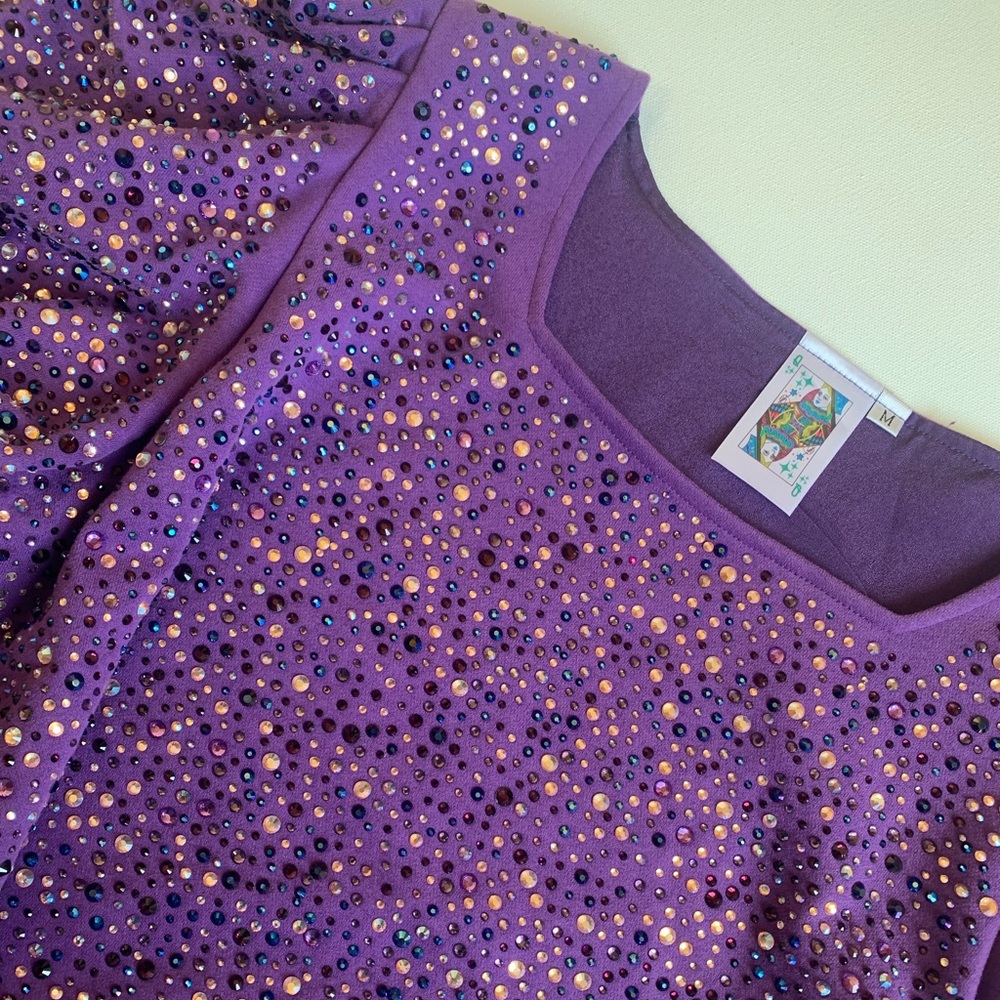 Queen of Sparkles Rhinestone Pouf Sleeve top